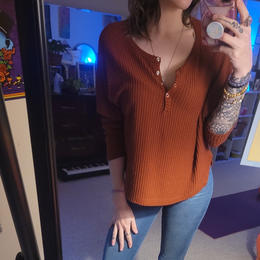 bp super soft ~ partial button down - Picture 2 of 6